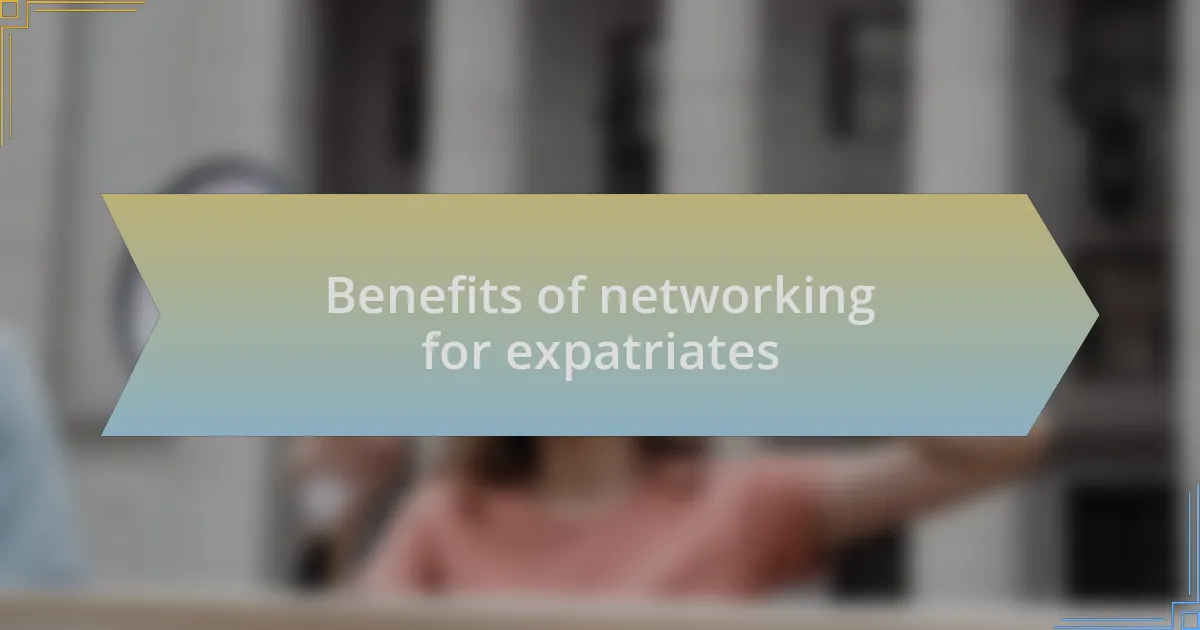 Benefits of networking for expatriates