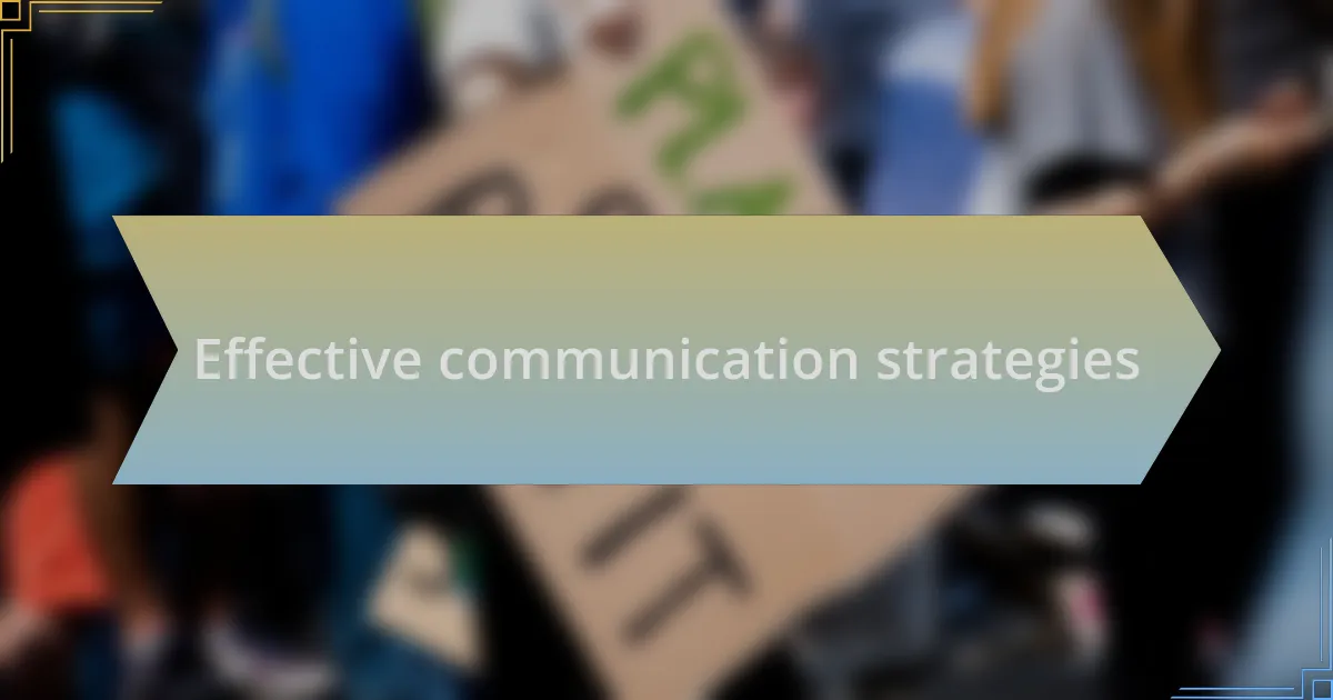 Effective communication strategies