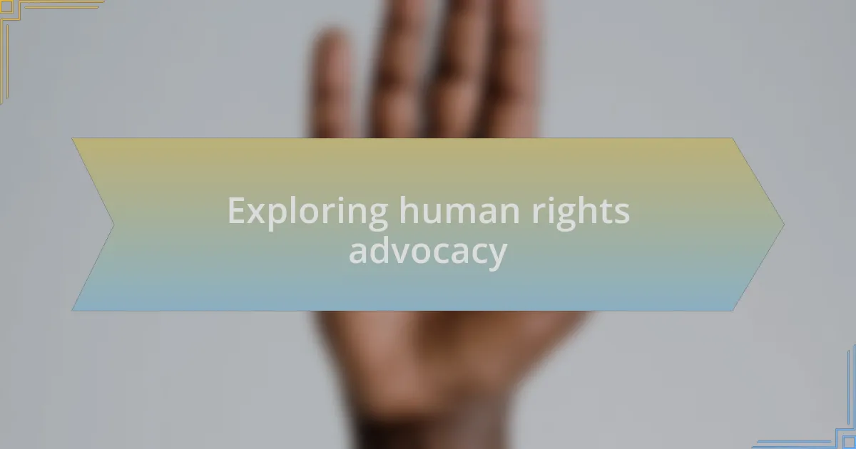 Exploring human rights advocacy