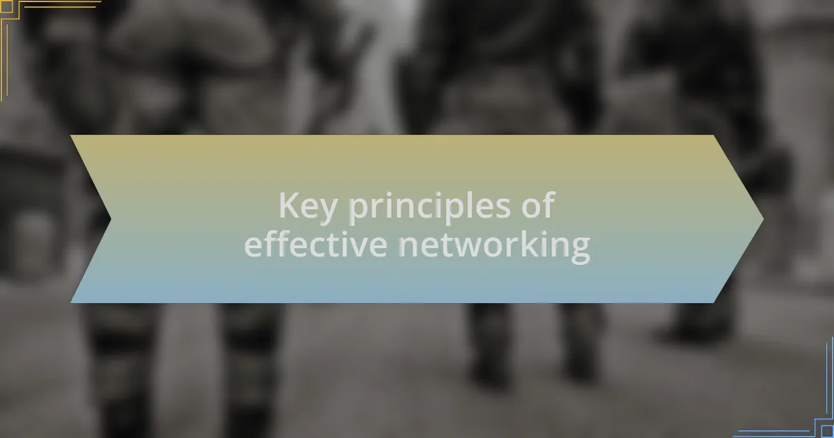 Key principles of effective networking