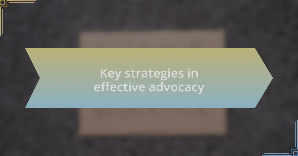 Key strategies in effective advocacy