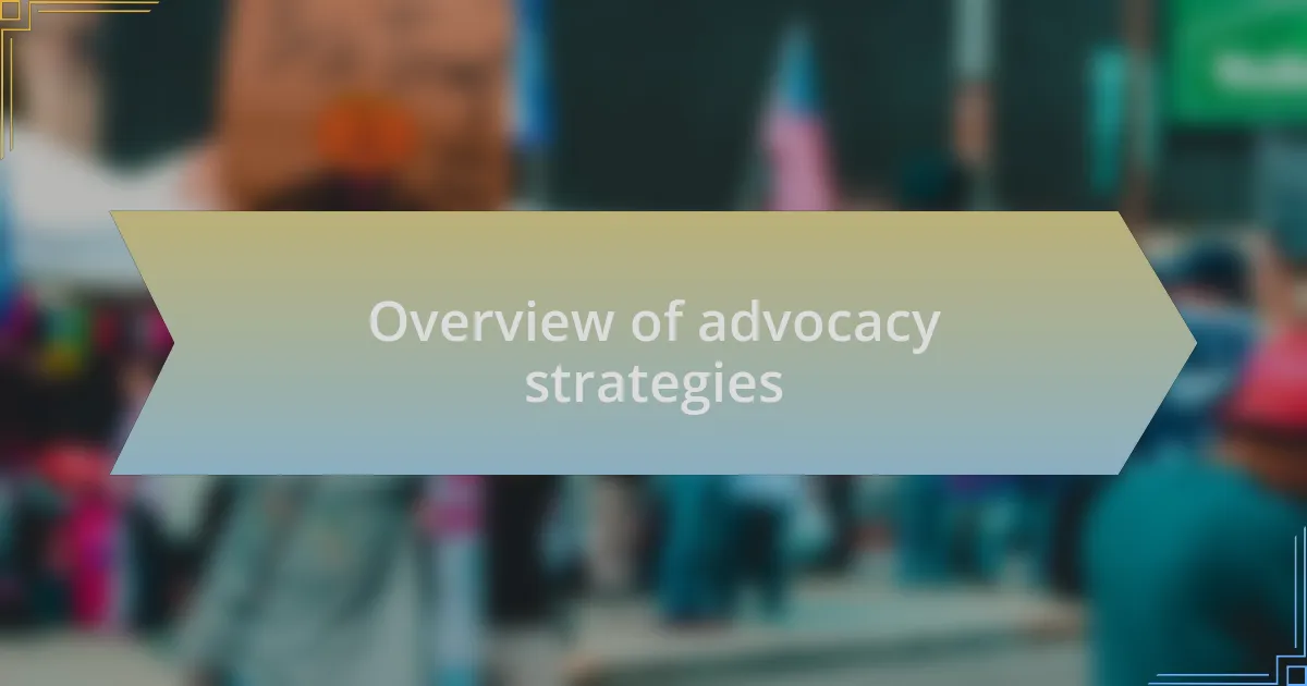 Overview of advocacy strategies