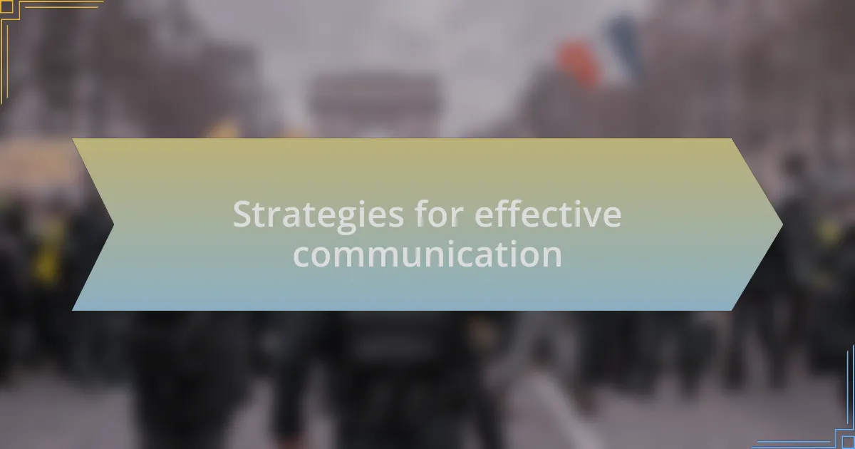 Strategies for effective communication