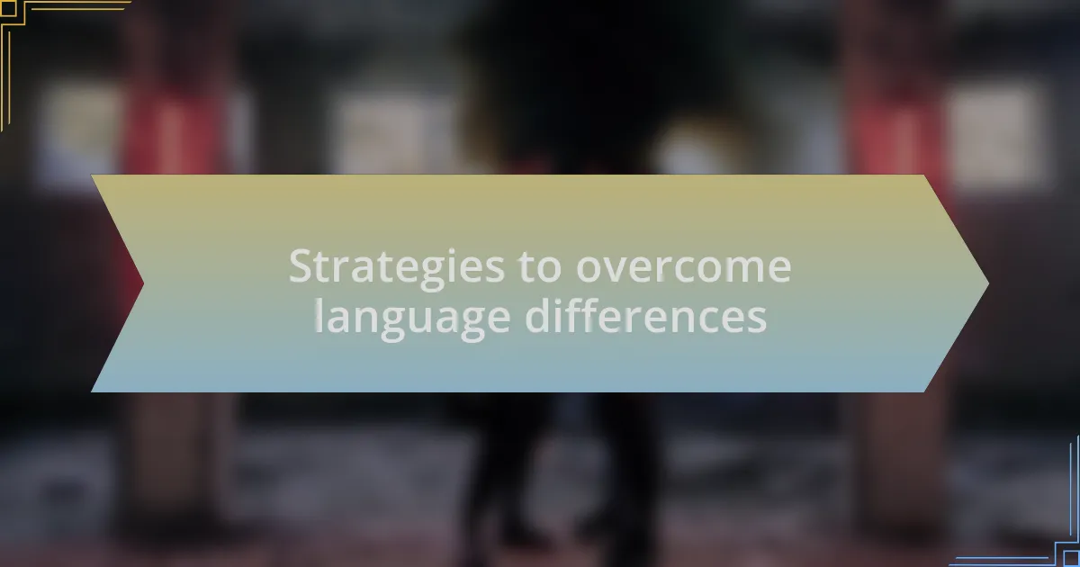 Strategies to overcome language differences