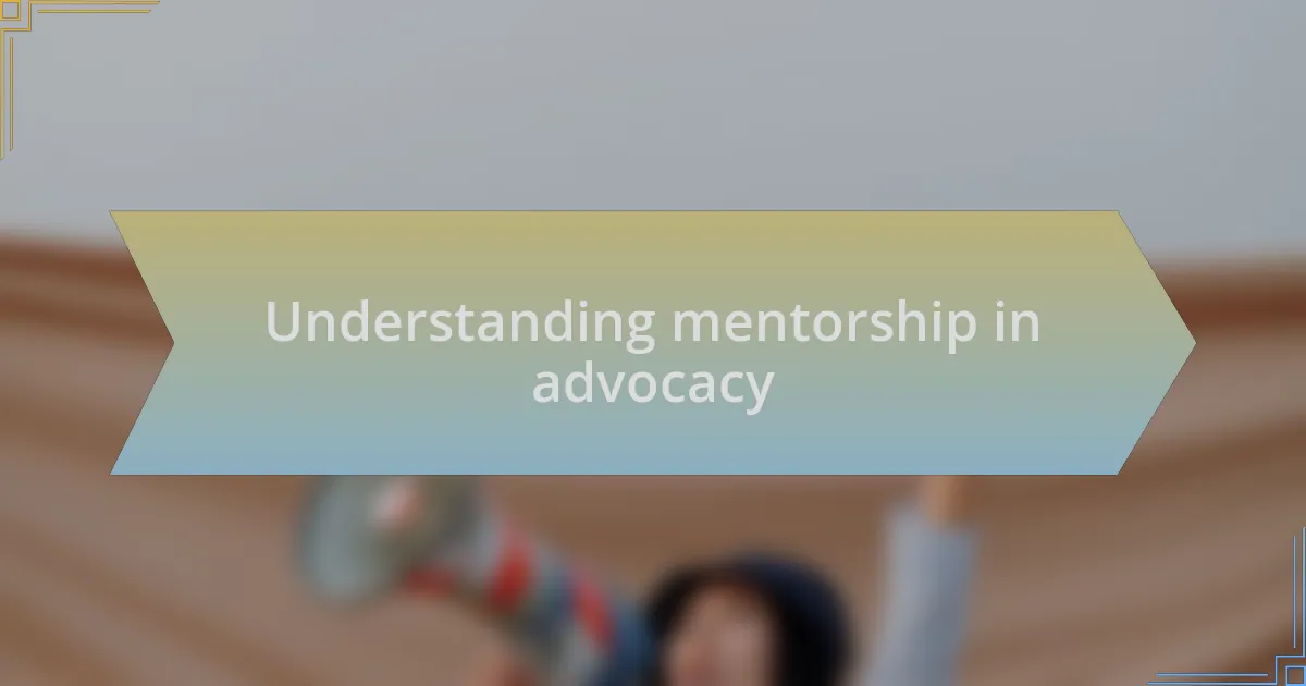 Understanding mentorship in advocacy